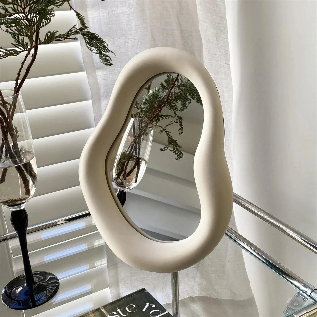 Espelho Decorativo de Maquiagem com Moldura Cerâmica Lenogue