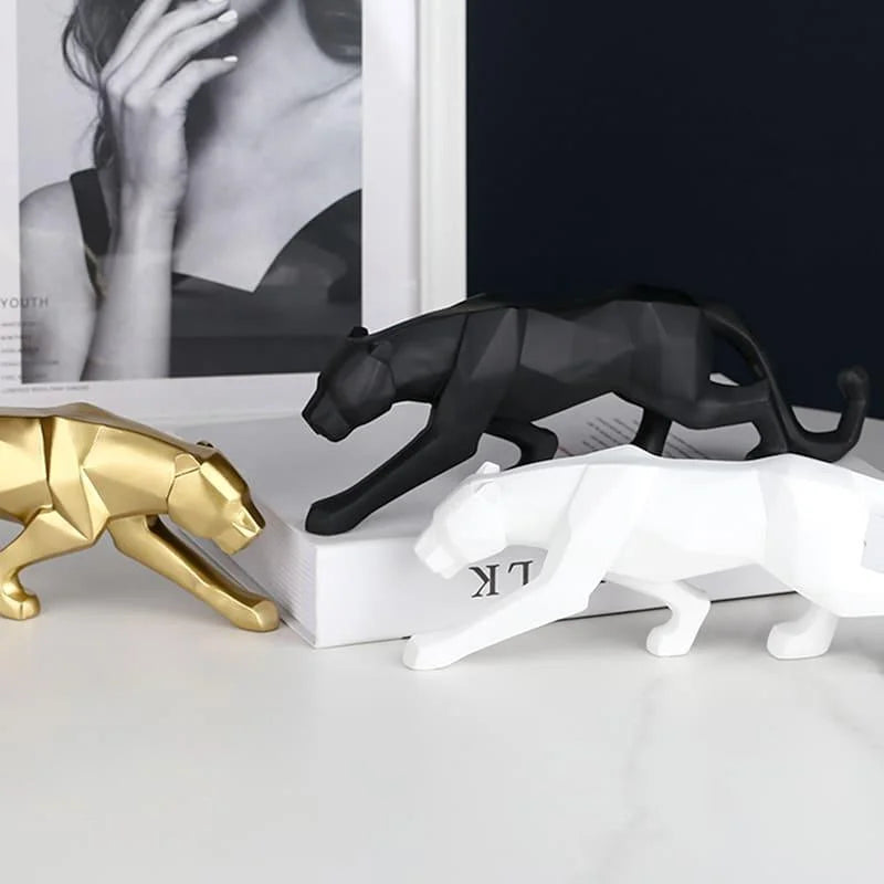 Estátua de Leopardo em Resina para Decoração Mesa Lenogue