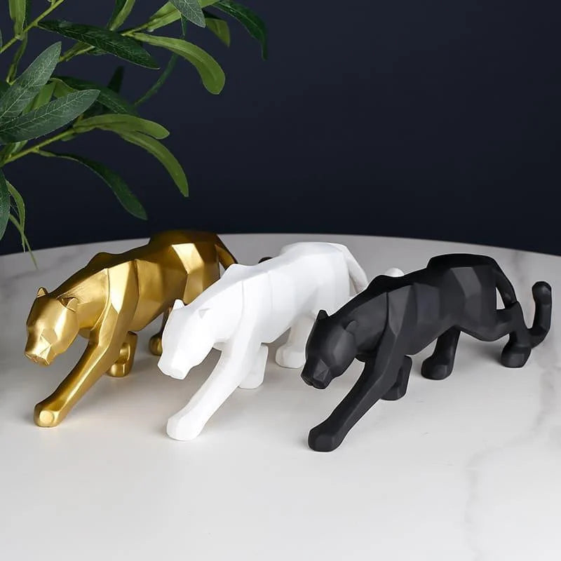 Estátua de Leopardo em Resina para Decoração Mesa Lenogue