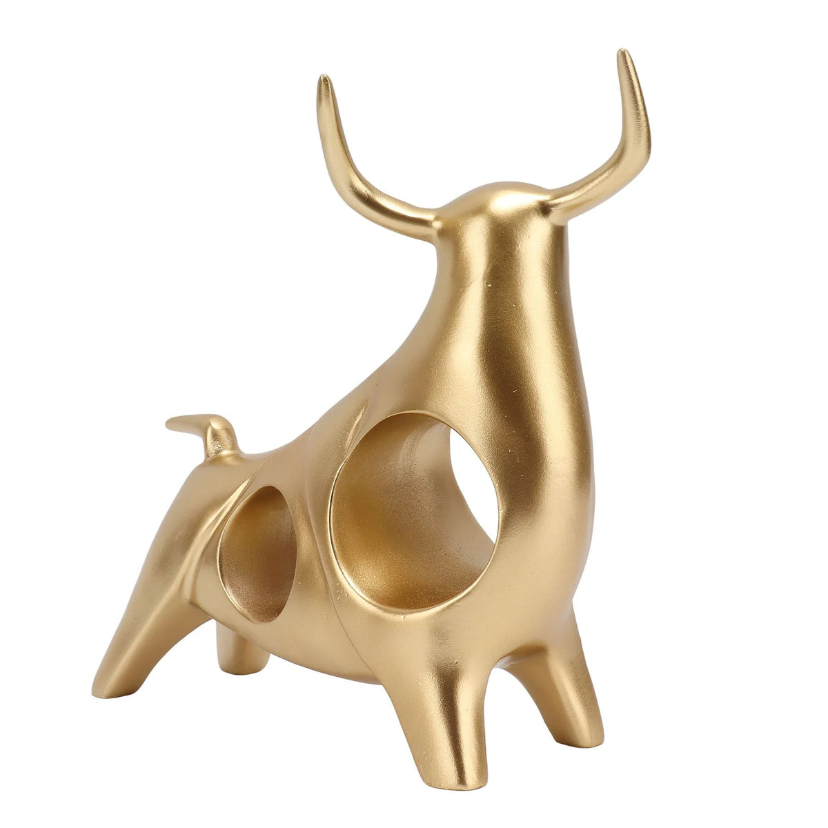 Estátua de Touro Dourado Abstrata em Resina para Decoração Lenogue