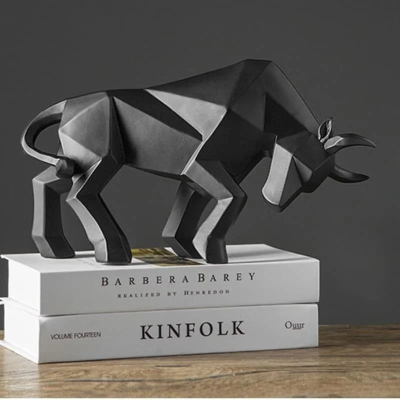 Estátua de Touro em Resina para Decoração Mesa Lenogue Preto