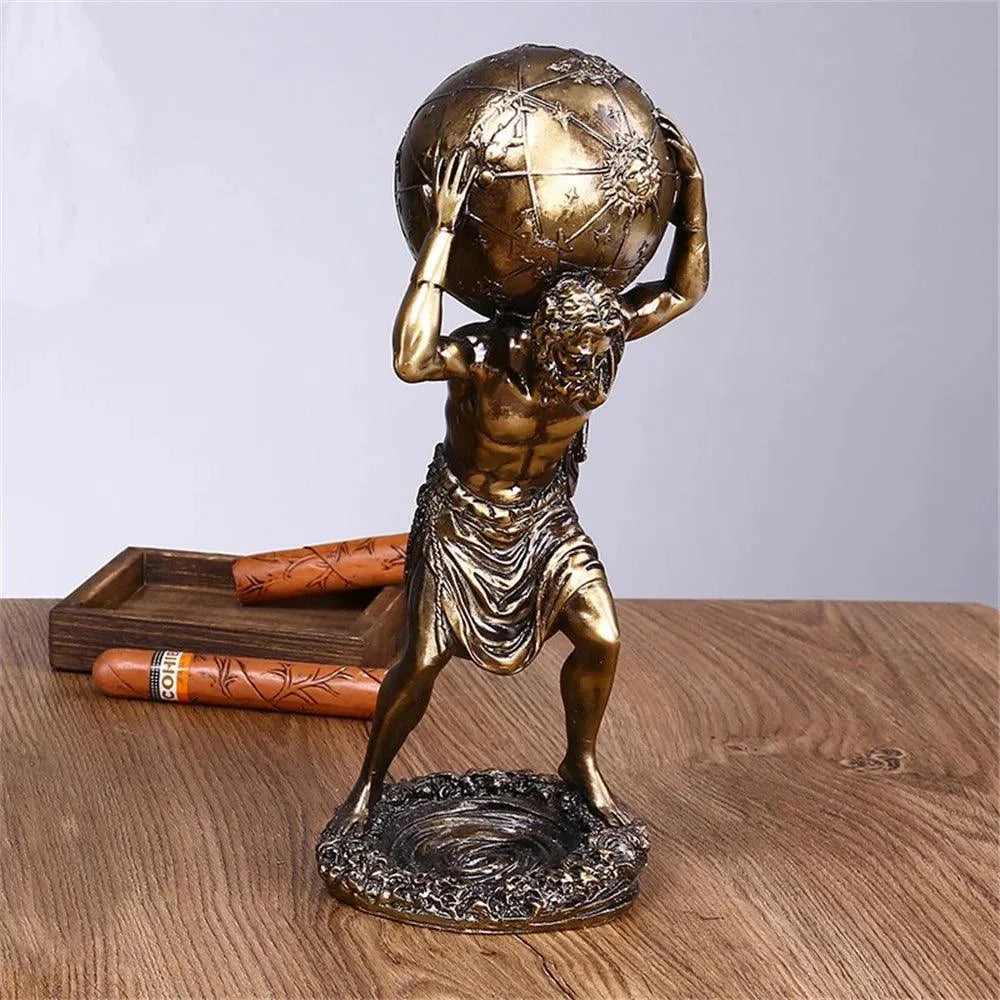 Estátua Decorativa de Atlas Grego em Resina Estilo Vintage Lenogue Mod. 02 (12 x 10 29 Cm)