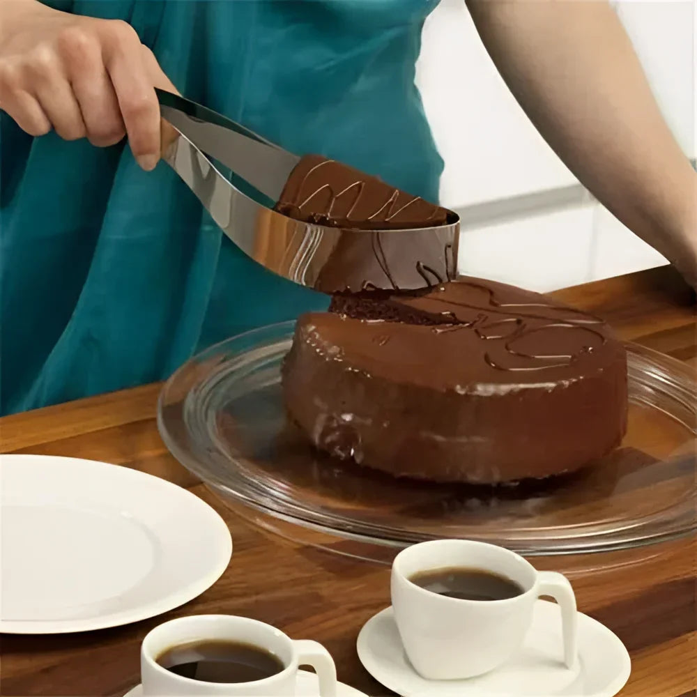 Fatiador de Bolo Aço Inox 304 Design Europeu para Festas e Confeitaria Lenogue Prata