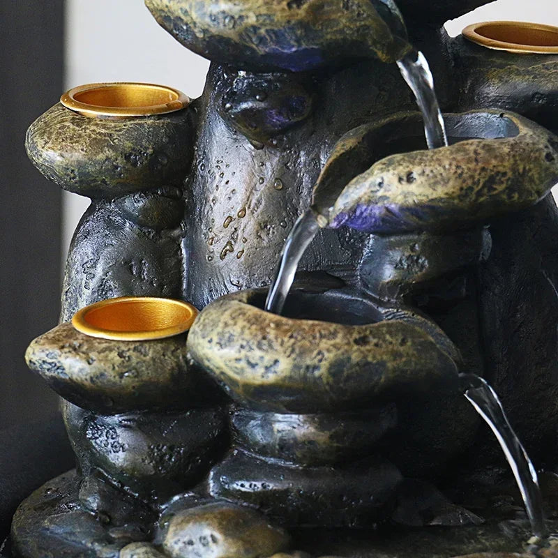Fonte Decorativa de água em Resina Feng Shui para Sala Lenogue
