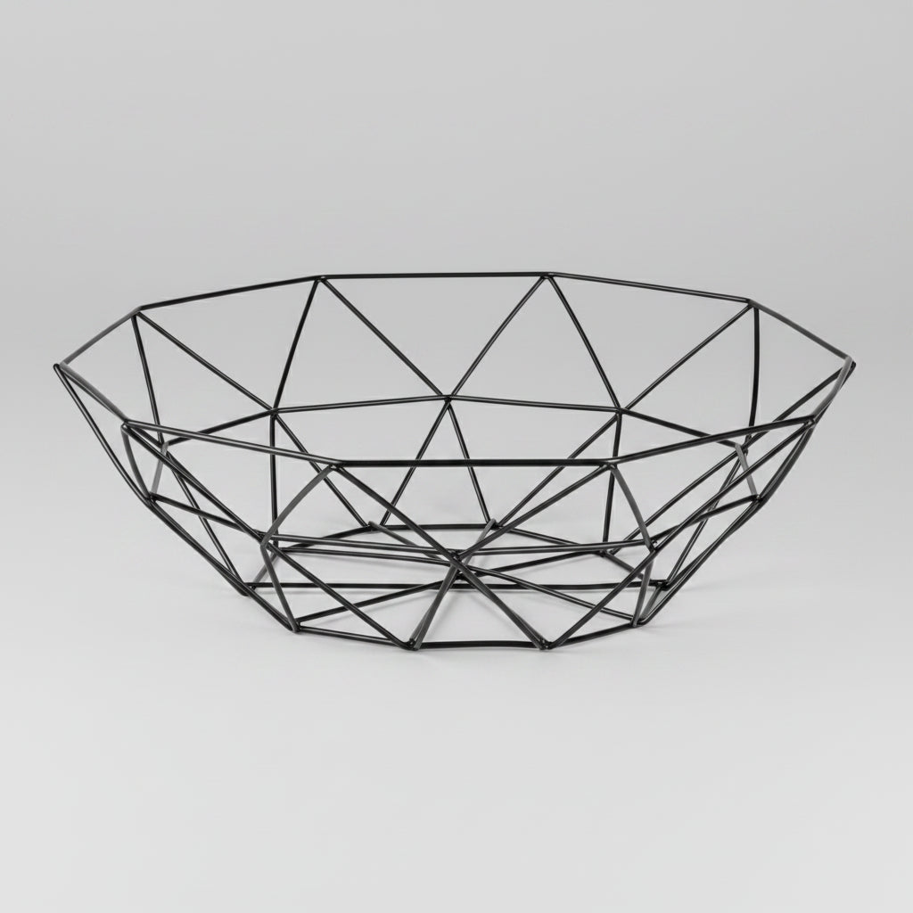 Fruteira de Metal Decorativa Multiuso para Organizar Frutas e Decorar Lenogue Preto (trançado)