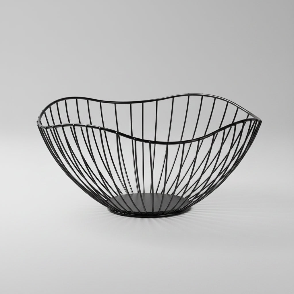 Fruteira de Metal Decorativa Multiuso para Organizar Frutas e Decorar Lenogue Preto (m)