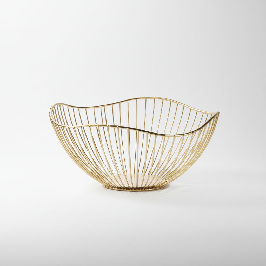 Fruteira de Metal Decorativa Multiuso para Organizar Frutas e Decorar Lenogue Dourado (m)