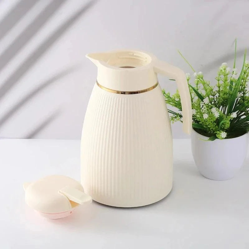Garrafa Térmica de Inox para Café e Chá com Forro Vidro Lenogue Branco