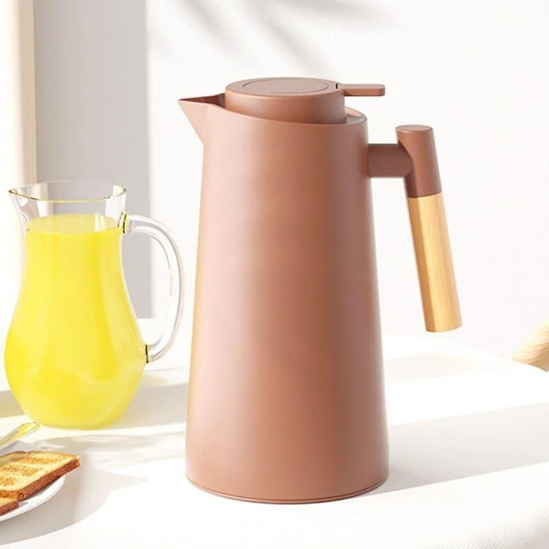 Garrafa Térmica para Café Vidro Borossilicato 1l Bebidas Quentes Lenogue Marrom