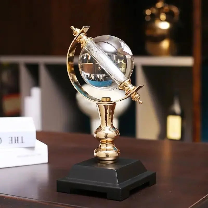 Globo de Cristal Europeu Decorativo para Escritório e Sala Lenogue Dourado