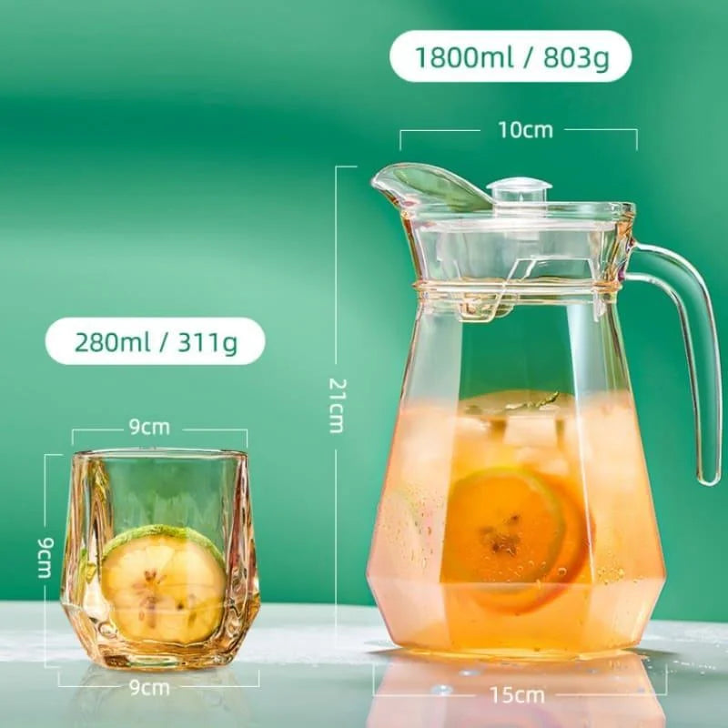 Jarra de Vidro Borossilicato 1.8l com Tampa para Bebidas Lenogue