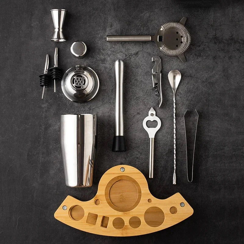 Kit Bartender de Aço Inoxidável com Shaker e Ferramentas Lenogue