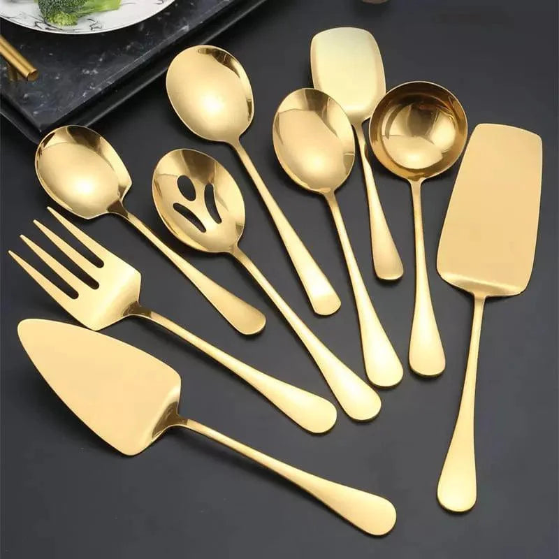 Kit Utensílios de Cozinha 6 Peças em Aço Inox Dourado Lenogue