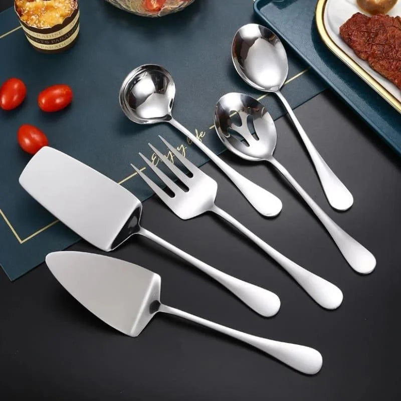 Kit Utensílios de Cozinha 6 Peças em Aço Inox Dourado Lenogue Prata