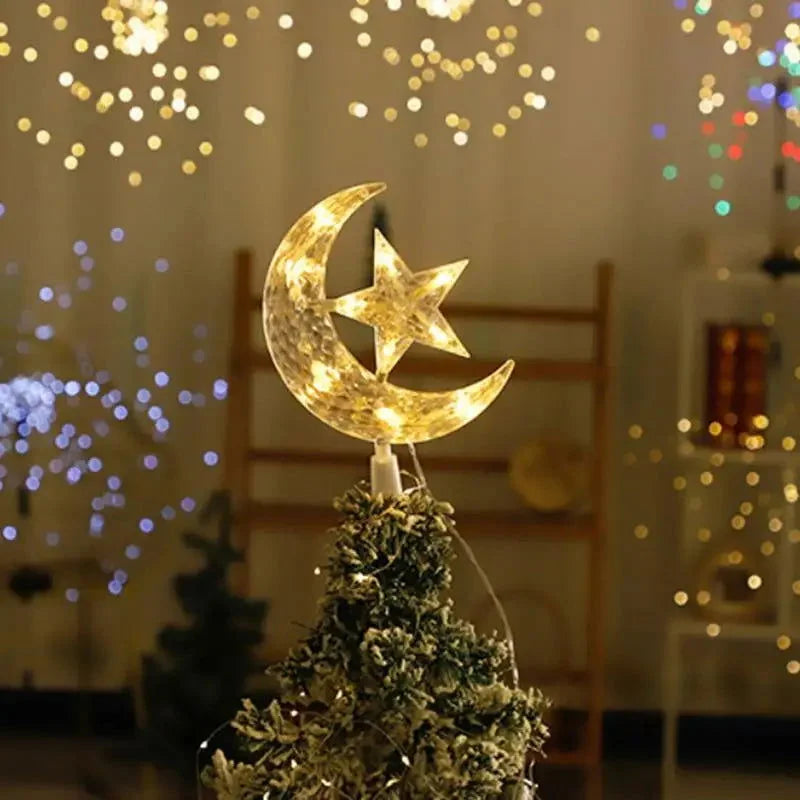 Lâmpada de Led Lua e Estrela para Topo árvore Lenogue Amarelo / 22 x 15 Cm