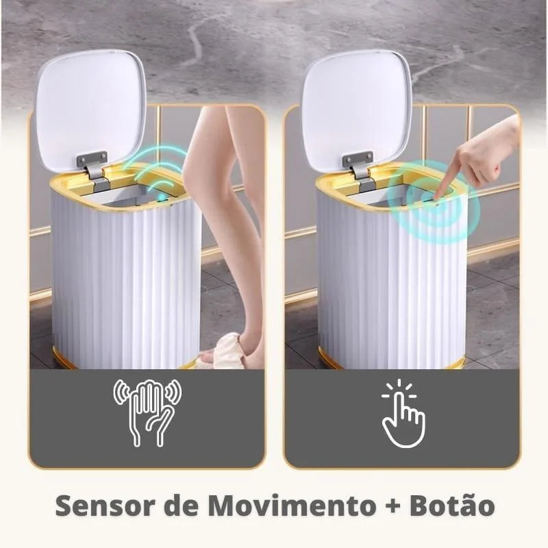 Lixeira Automática com Sensor 15l para Banheiro e Cozinha Lenogue
