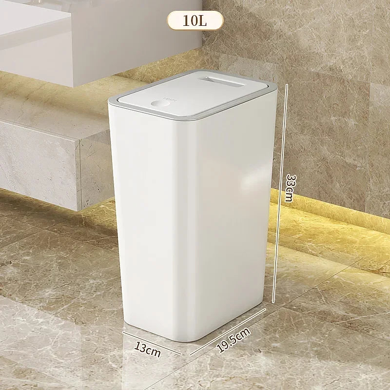 Lixeira com Tampa Pop Up e Vedação Antiodor para Banheiro Lenogue Branco