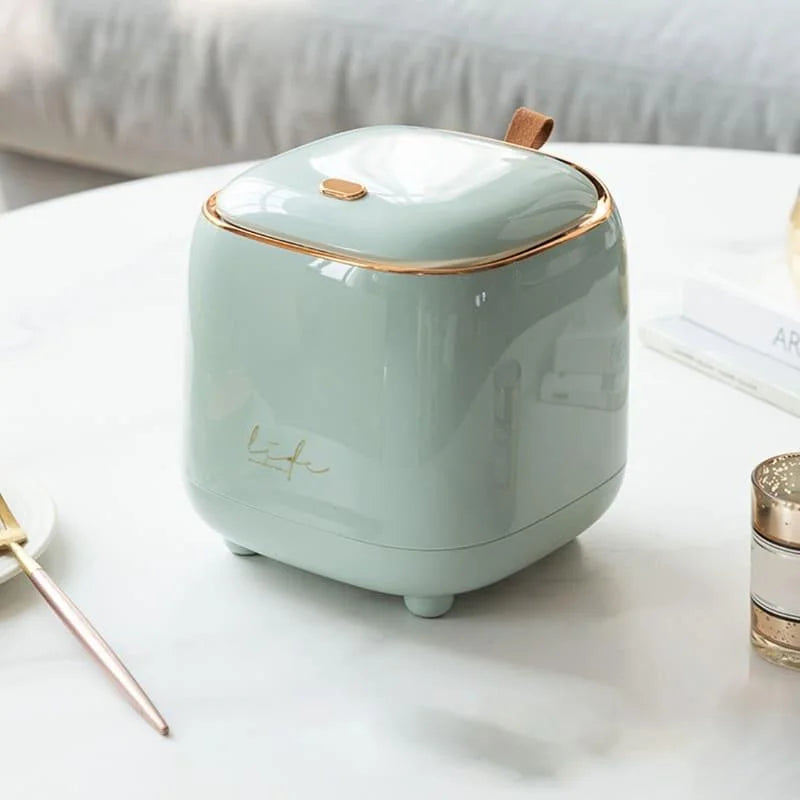 Lixeira de Mesa Corbeille Pressão Bicolor Dourada Lenogue Verde