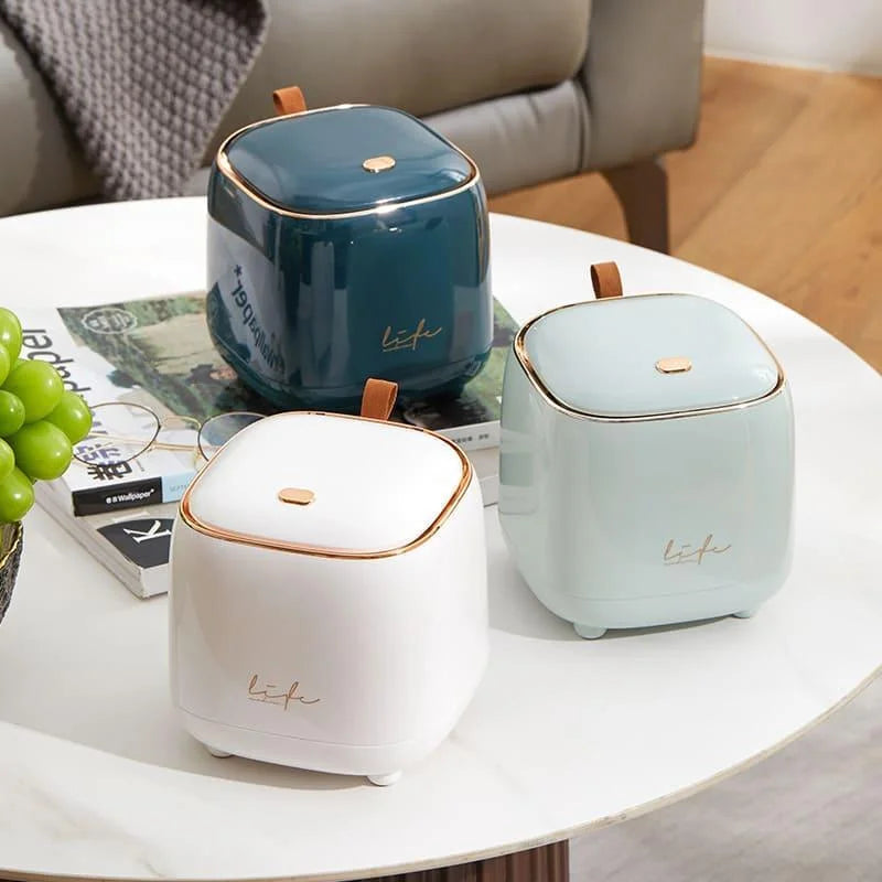 Lixeira de Mesa Corbeille Pressão Bicolor Dourada Lenogue