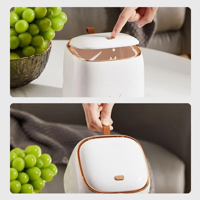 Lixeira de Mesa Corbeille Pressão Bicolor Dourada Lenogue