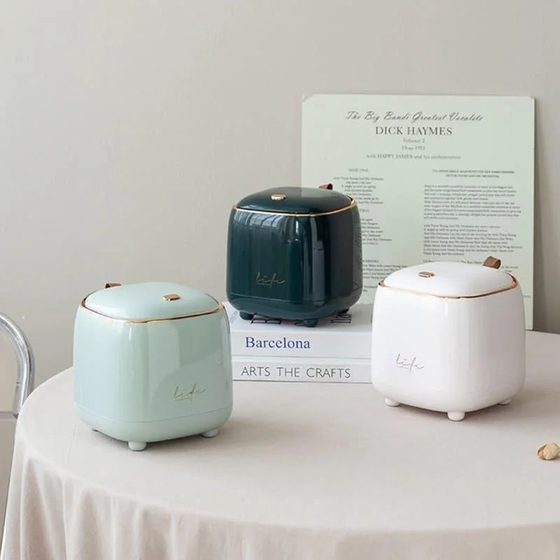 Lixeira de Mesa Corbeille Pressão Bicolor Dourada Lenogue