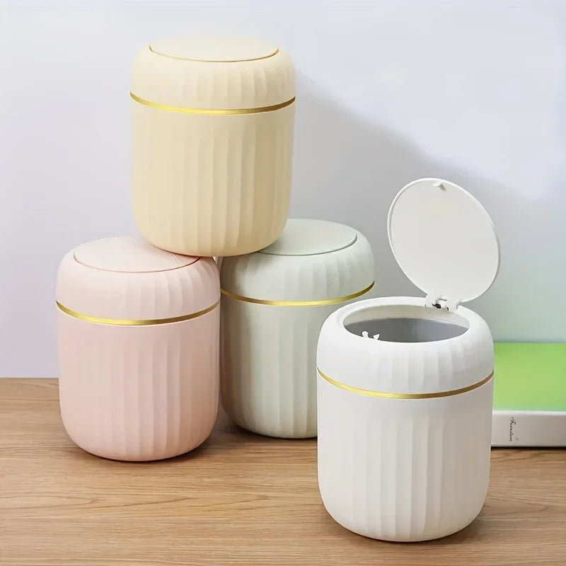 Lixeira de Mesa com Tampa Antipoeira Design Compacto Lenogue Branco