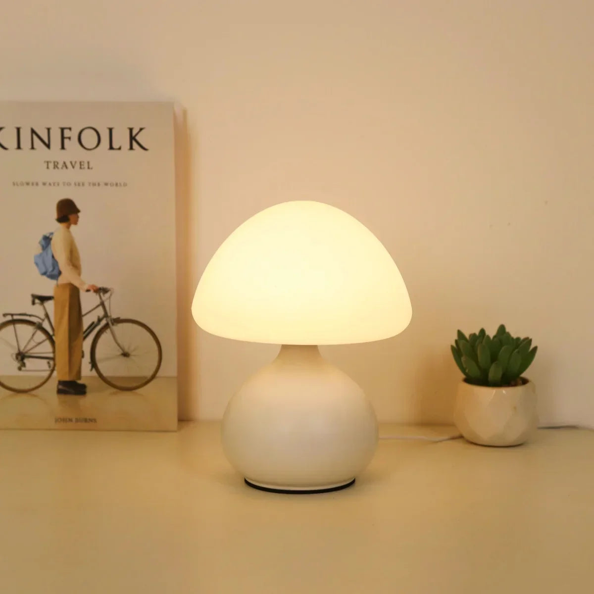 Luminária de Mesa Cogumelo Lumière Multicores Luz Regulável Lenogue Branco