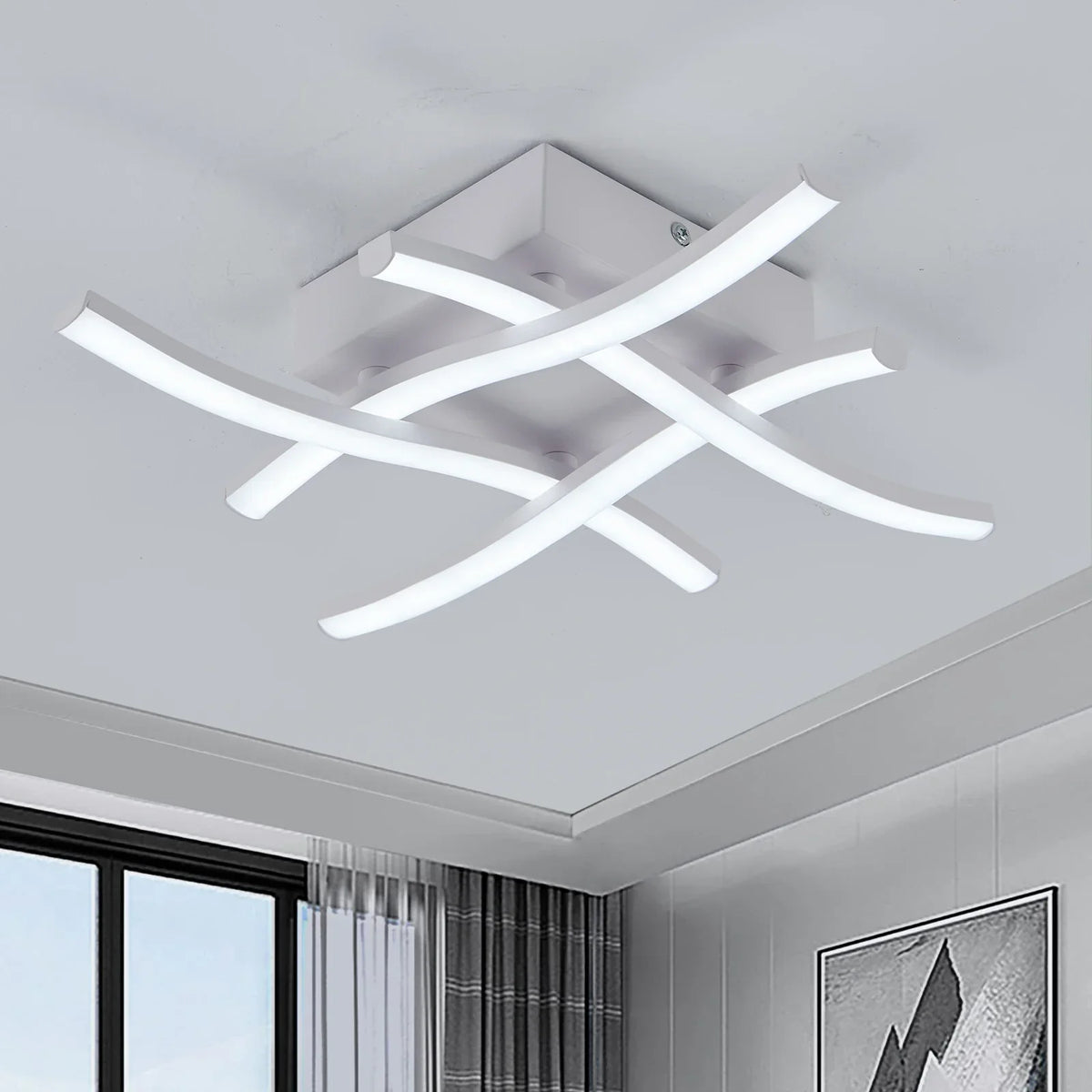 Luminária Led com Design Curvo 3 Cores para Sala e Quarto Lenogue Branco / 40 x 7 Cm