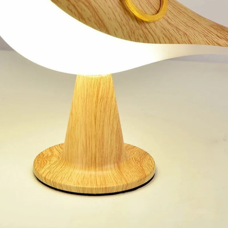 Luminária Led de Madeira Pássaro com Toque para Quarto Lenogue Natural