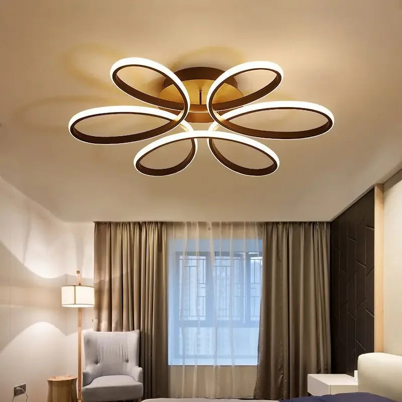 Lustre de Teto em Alumínio com Design Floral para Sala e Quarto Lenogue