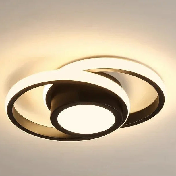 Lustre Led de Teto Moderno com 3 Cores para Quarto e Sala Lenogue Preto Redondo / Luz Amarela