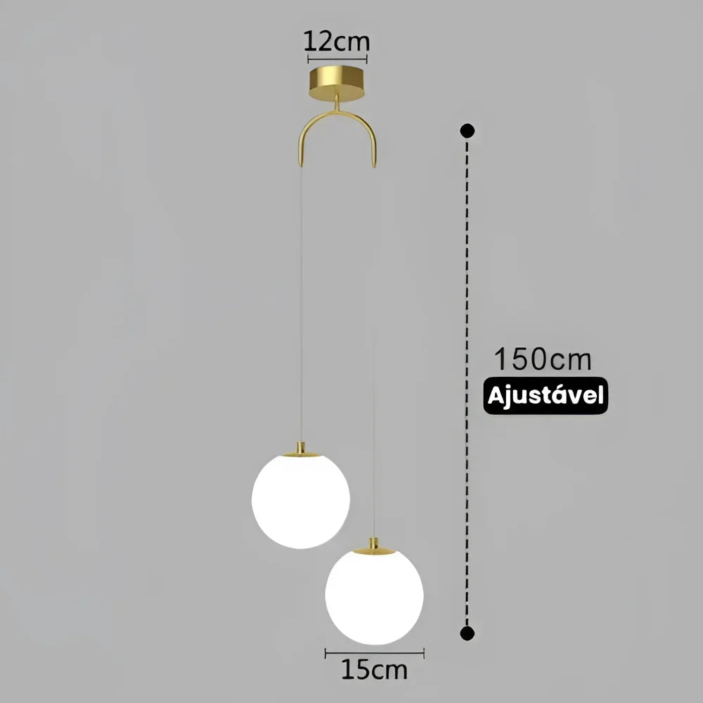 Lustre Pendente de Vidro com Led para Sala e Quarto Lenogue
