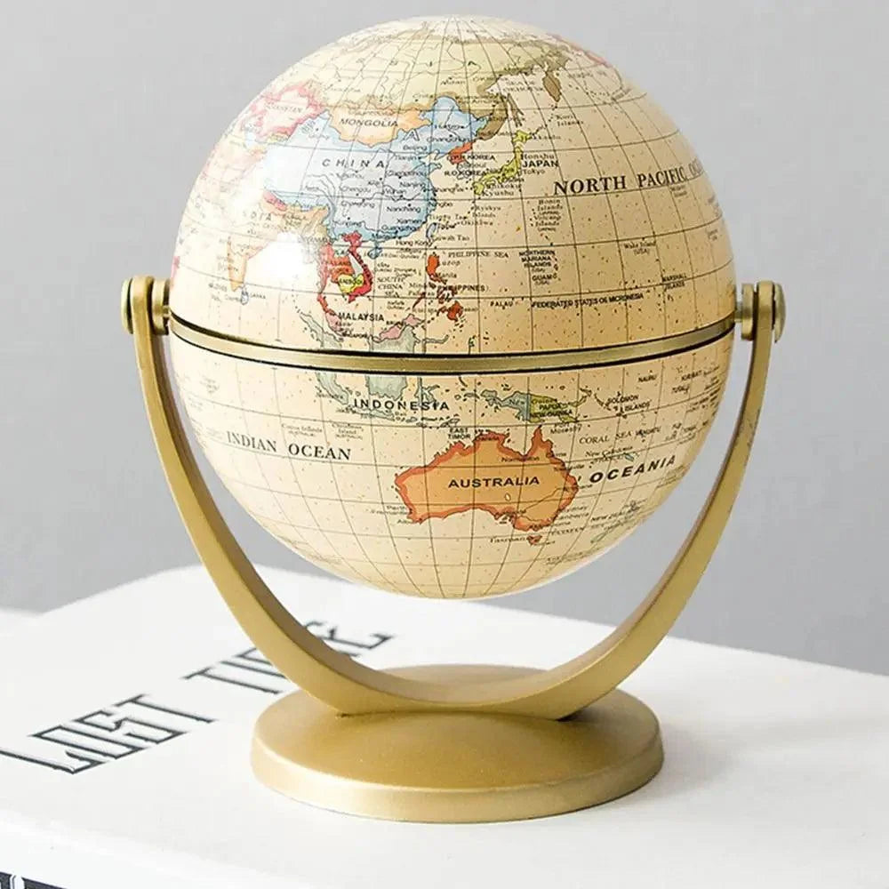 Mini Globo Terrestre Retrô para Decoração de Estante Lenogue Branco