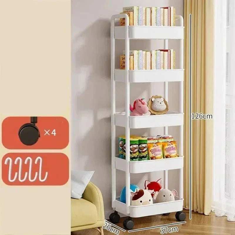 Organizador de Cozinha com Rodas Multiuso Preto ou Branco para Casa Lenogue (5 Andares)