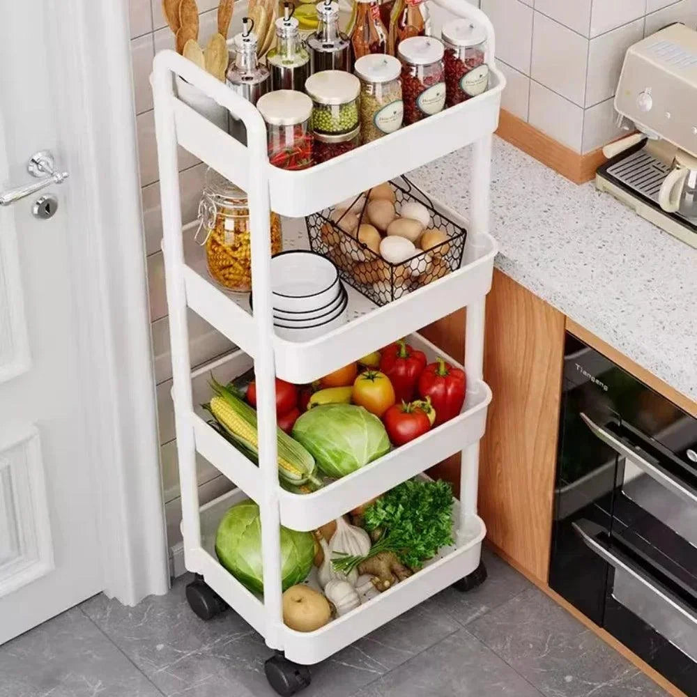Organizador de Cozinha com Rodas Multiuso Preto ou Branco para Casa Lenogue
