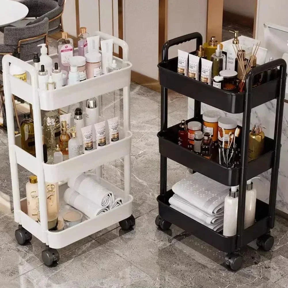Organizador de Cozinha com Rodas Multiuso Preto ou Branco para Casa Lenogue