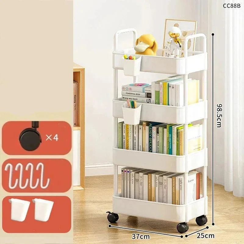 Organizador de Cozinha com Rodas Multiuso Preto ou Branco para Casa Lenogue (4 Andares)