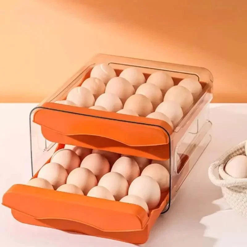 Organizador de Gavetas para Ovos Transparente Geladeira Lenogue Laranja