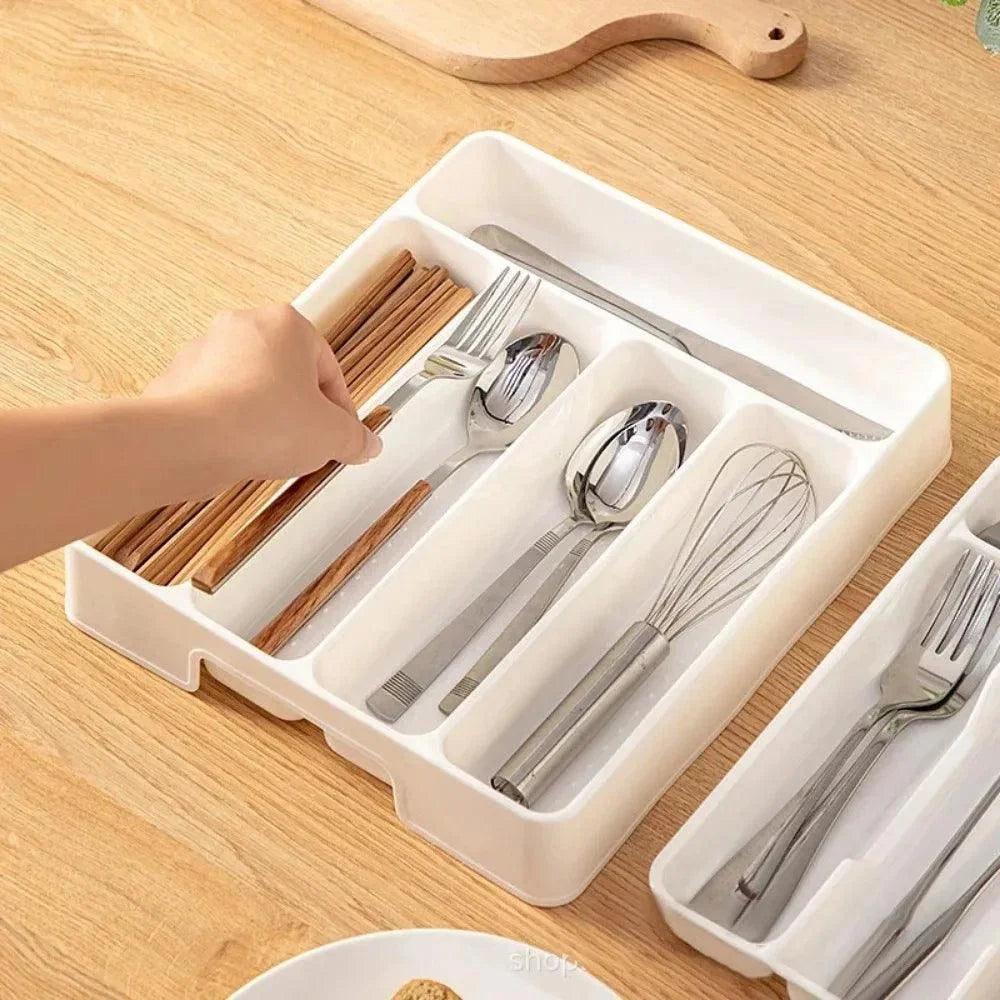 Organizador de Talheres Branco Divisórias para Cozinha Moderna Lenogue