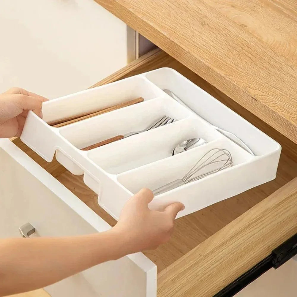 Organizador de Talheres Branco Divisórias para Cozinha Moderna Lenogue
