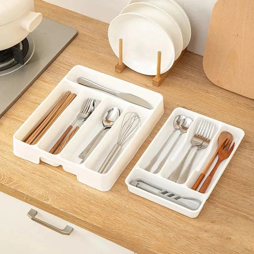 Organizador de Talheres Branco Divisórias para Cozinha Moderna Lenogue