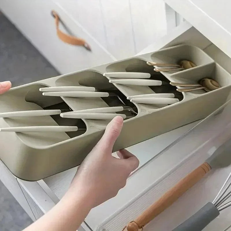 Organizador de Talheres com Compartimentos para Gaveta Cozinha Lenogue Verde