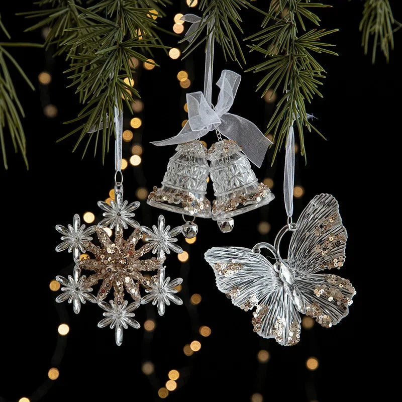 Pingente de Natal Acrílico Transparente Lenogue Mix 3 Peças (mod. 01)