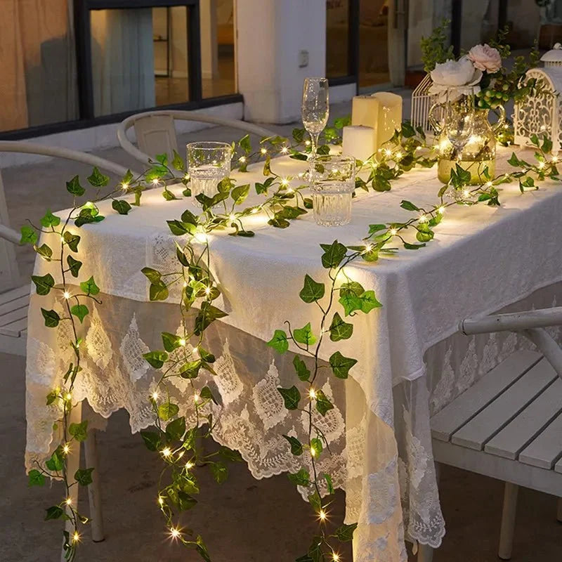 Planta Decorativa Brilhante com Iluminação Led Lenogue Folhas 02 / 2m 20leds
