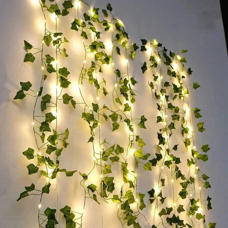 Planta Decorativa Brilhante com Iluminação Led Lenogue Folhas 03 / 2m 20leds