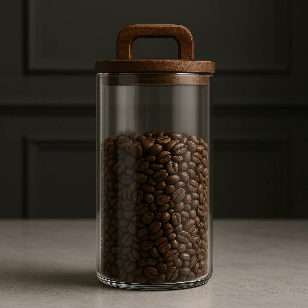 Pote Hermético de Vidro com Vedação a Vácuo para Grãos e Café Lenogue