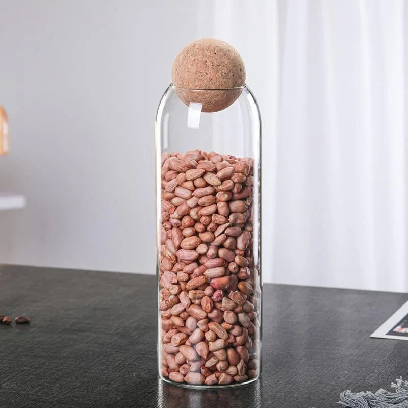 Potes de Vidro Borossilicato com Tampa Cortiça Variados Lenogue Transparente (1100ml)
