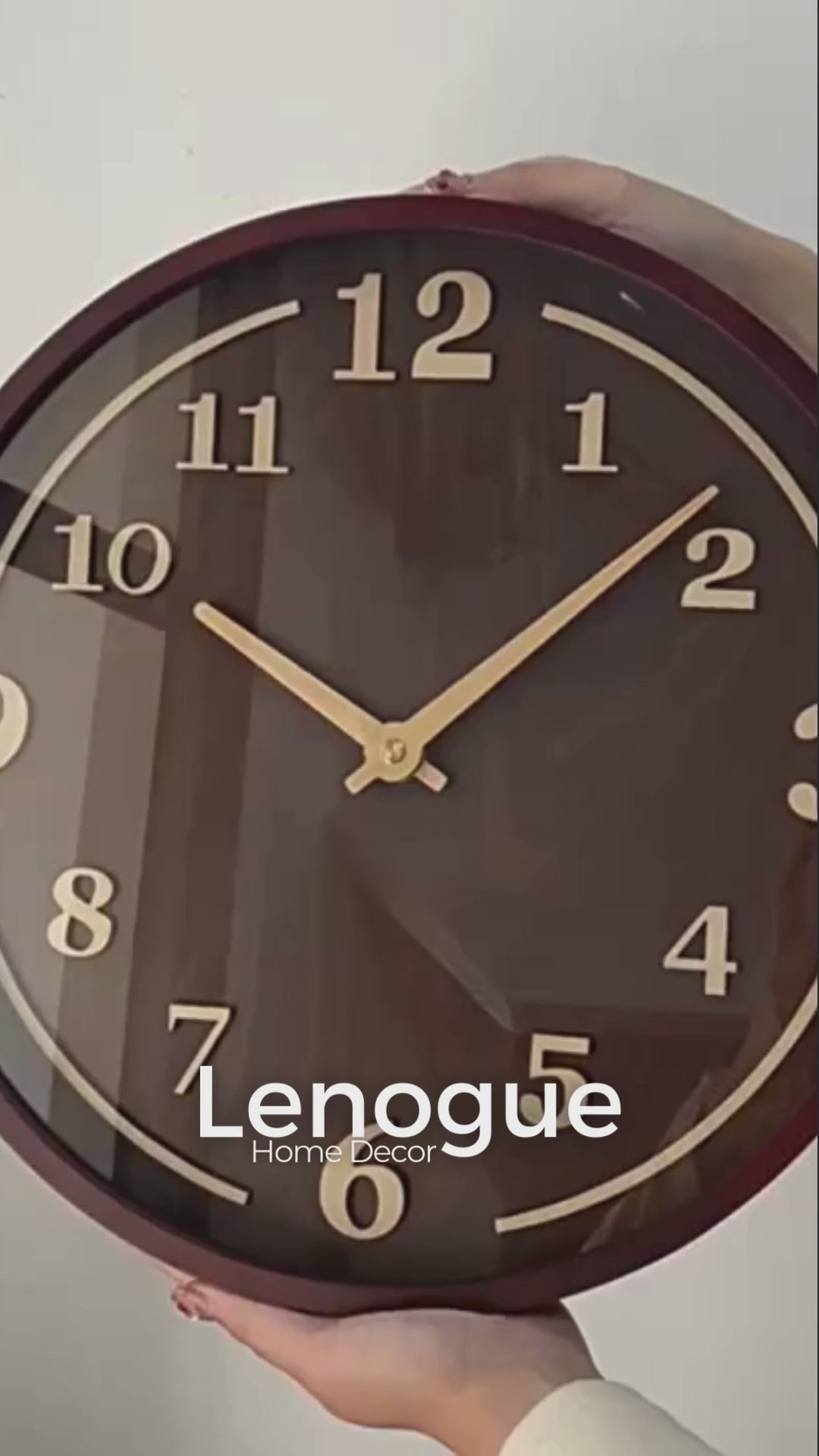 Relógio de Parede em Nogueira Movimento Quartz Silencioso Lenogue