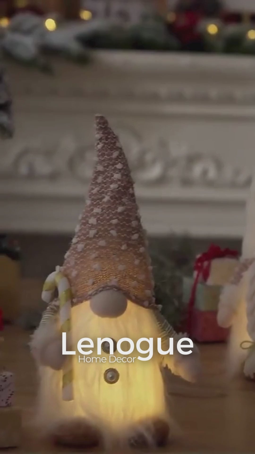 Gnomo de Natal Iluminado com Led para Decoração Lenogue