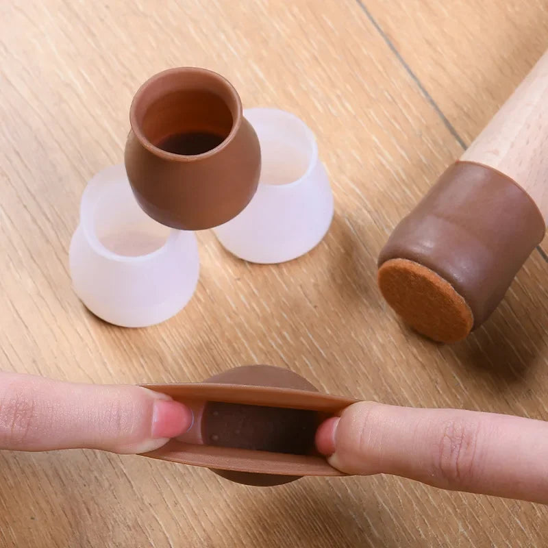 Protetor de Pés Cadeira e Mesa em Silicone com Feltro Antiderrapante Lenogue